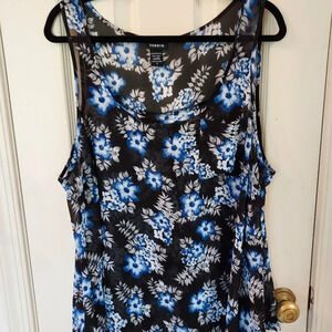 Torrid Sheer Floral Sleeveless with Pocket Blouse in Size 2